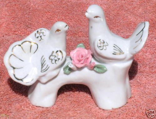 Fine porcelain birds on branch w rose from Sophia Ann  