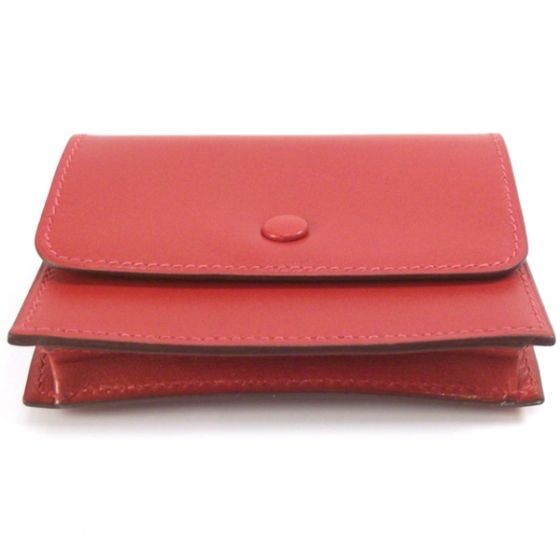 HERMES Sakura Business Card Holder Case Wallet Red  