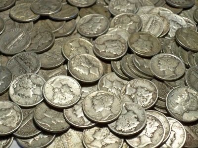 MERCURY SILVER DIME COINS ONLY LOT  