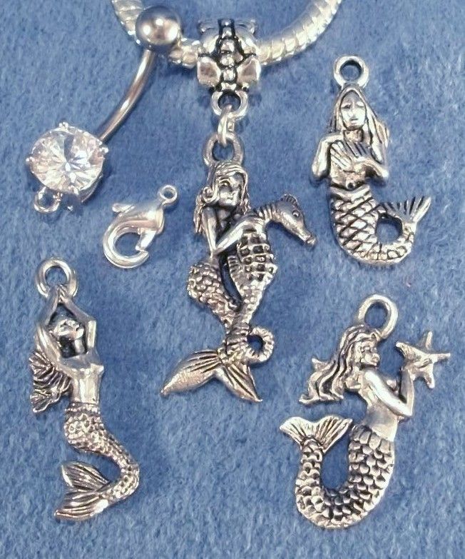   Seahorse Starfish Seashell Pewter Charms Alone Clip Bail or Belly Ring