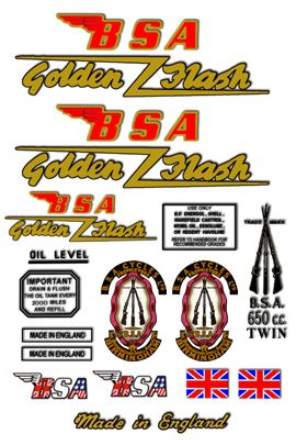 1950 57BSA Golden Flash Decals A10 GOLDEN FLASH DECALS  
