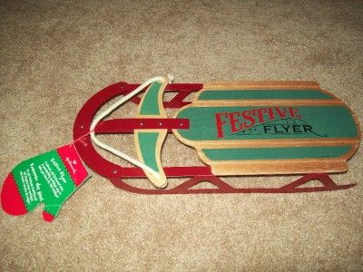 Hallmark 15 1/2  lg Festive Flyer Mini Snow Sled   NWT  