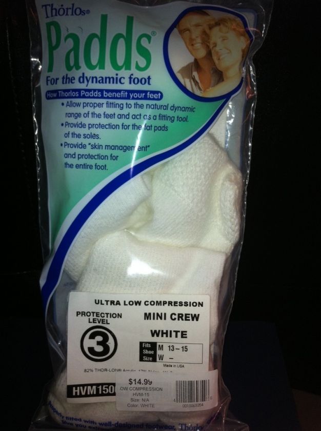 Thorlo Padds White MiniCrew Socks Ultra Low Compression  