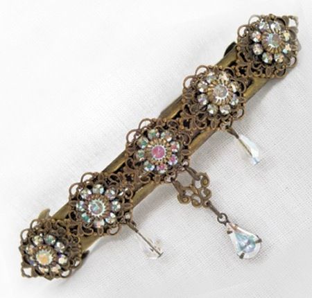 AB Swarovski Crystal Teardrops French Clip Barrette  