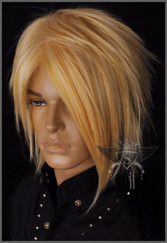 MW395 Blonde Short Straight Punk Rock Cosplay Mens Wig  