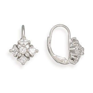 925 Sterling 12mm CZ Euro Lever Back Earrings  