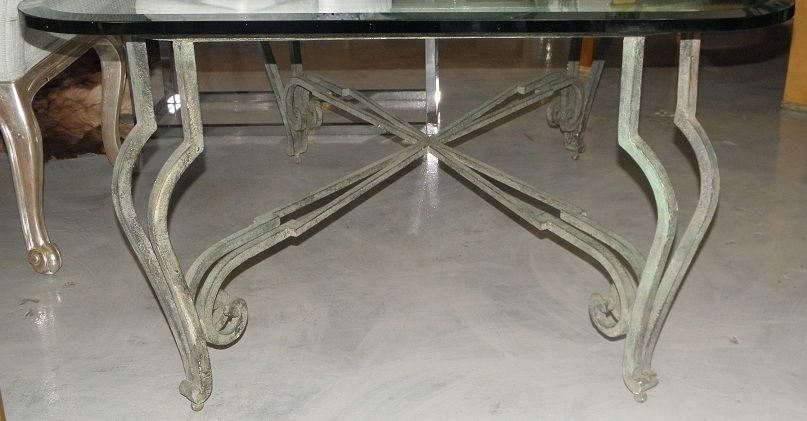 Modern Designer Wrought Iron & Glass Cocktail Table NR  