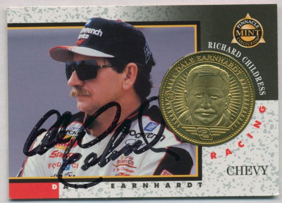 DALE EARNHARDT SIGNED AUTO PSA DNA CARD W/ COIN NASCAR  