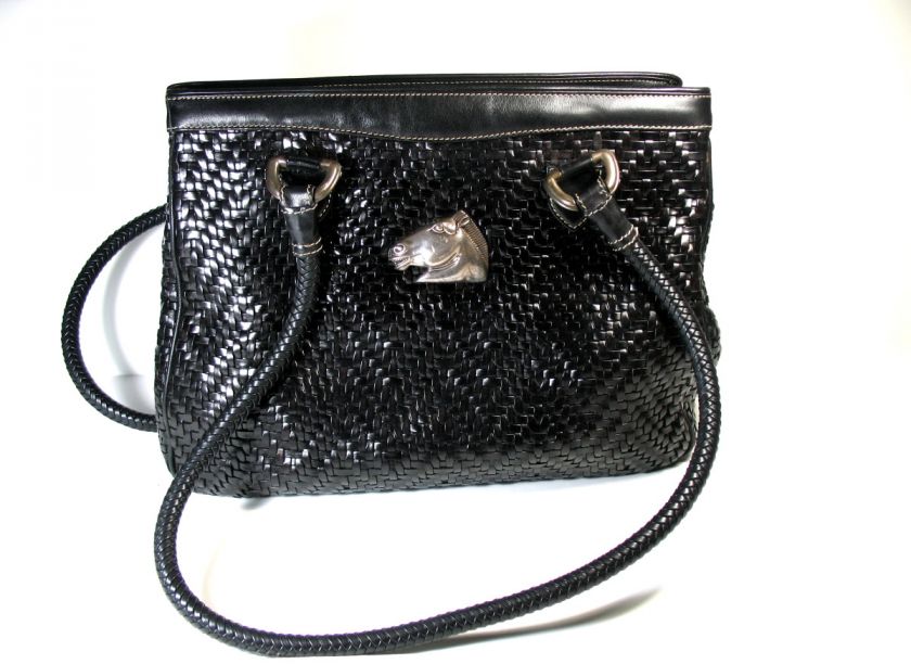 BARRY KIESELSTEIN CORD BLACK WOVEN LEATHER BAG, ITALY, GORGEOUS  