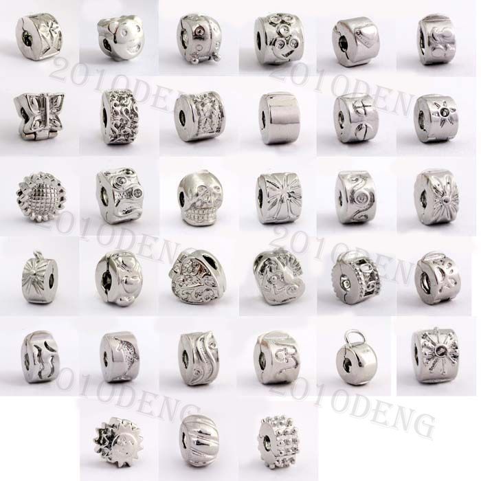 30 pcs Mix Clips Stopper Beads Fit Charms Bracelets M73  