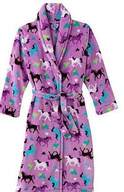   NWT NEW GIRLS PURPLE HORSES & HEARTS FLEECE WINTER ROBE 6 10 12 14/16