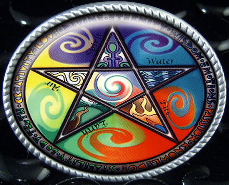 Wiccan 5 Elements Pentacle Handmade Belt Buckle BB 221R  