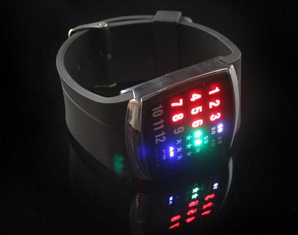 Rubber Band Rare Digital Number Stars Display Time Mens Ladys Wrist 