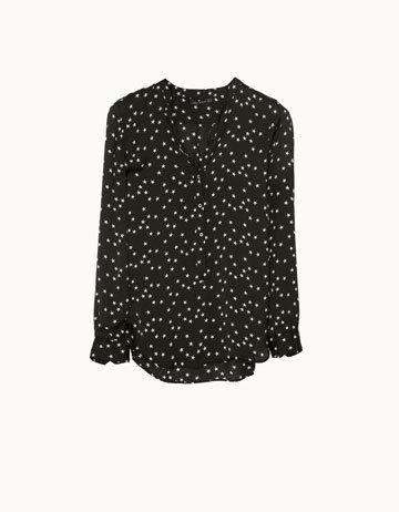 STAR PATTERN V NECK LONG SLEEVE BLOUSE SHIRT 1671  