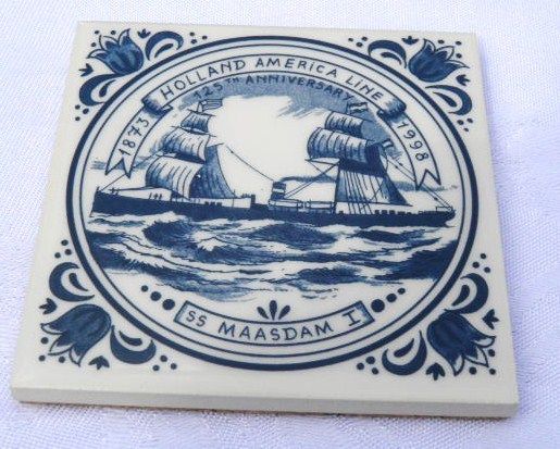 DELFT Holland America Line SS MAASDAM 1 tile 4 1/4  