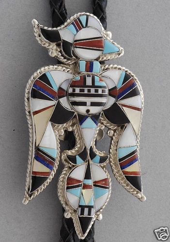 Ruth Lonjose  Zuni Thunderbird Bolo Tie  