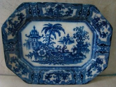   & Sons Kyber Flow Blue Platter 14 x 11Transferware Transfer  