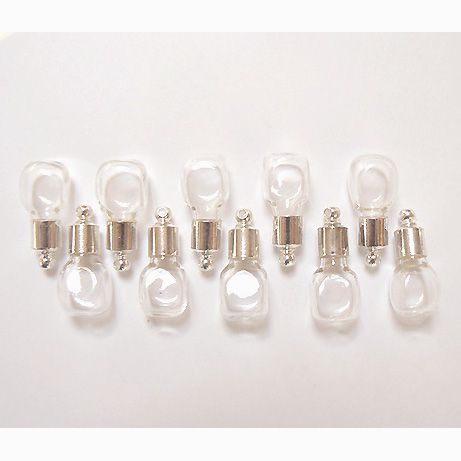 10 Vial Pendants (vials/ glass/ charms/bottles) CUBE  