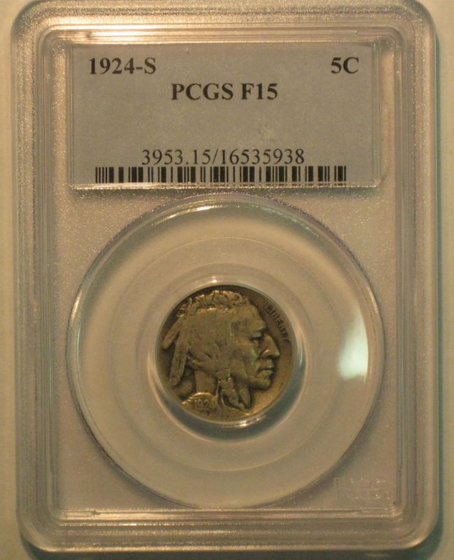 1924 S Buffalo Nickel PCGS holder Ff15 #bbc.ux  