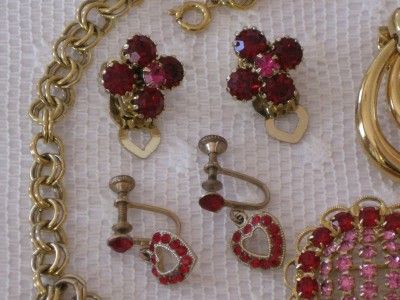 Vintage RHINESTONE Costume JEWELRY Lot~RUNWAY Necklace BROOCH Earrings 