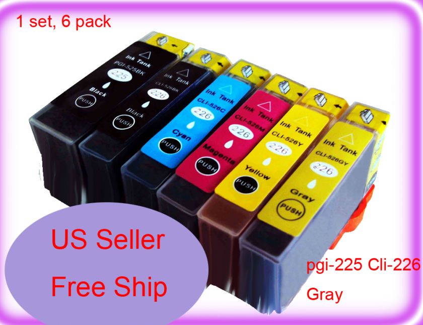    225 Cli 226 Ink Cartridge W Chip CANON Pixma MG8120 MG6120 GREY Gray