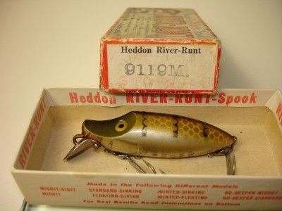   ANTIQUE ~ COLLECTIBLE LURE ~ HEDDON NO. 9119 RIVER RUNT SPOOK ~ W/BOX