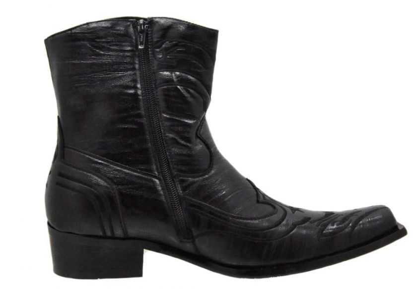 Ankle Boot Western Edge Slip On Zipper M3 682 Black 93 Men  