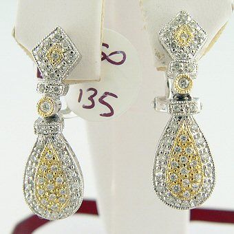 CT Diamond Ladies Earrings 14k Two Tone Gold  