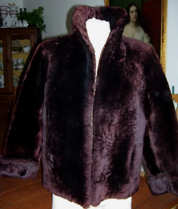 VINTAGE 1940 50s FAUX FUR MOUTON LINED JACKET COAT EXCELLENT QUALITY 