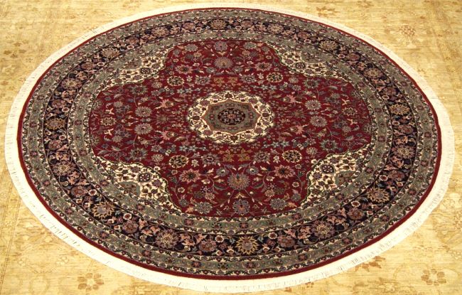 6x6 Handmade Fine Kpsi400 Persian Wool & Silk Round Rug  