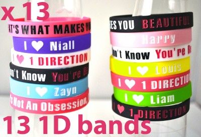 13 X ONE DIRECTION WRISTBAND 1D BRACELETS ASSORTED HARRY LIAM ZAYN 