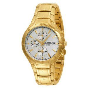 Pulsar Mens PF3686 Alarm Chronograph Gold Tone Watch  