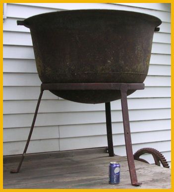 Large Antique Cast Iron Cauldron Kettle Tripod  