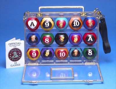 POKER POOL BILLIARD POOL TABLE BALLS W/ CLEAR CASE  