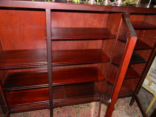 ANTIQUE 1915 SOLID MAHOGANY 3 GLASS DOOR 65 BOOKCASE  