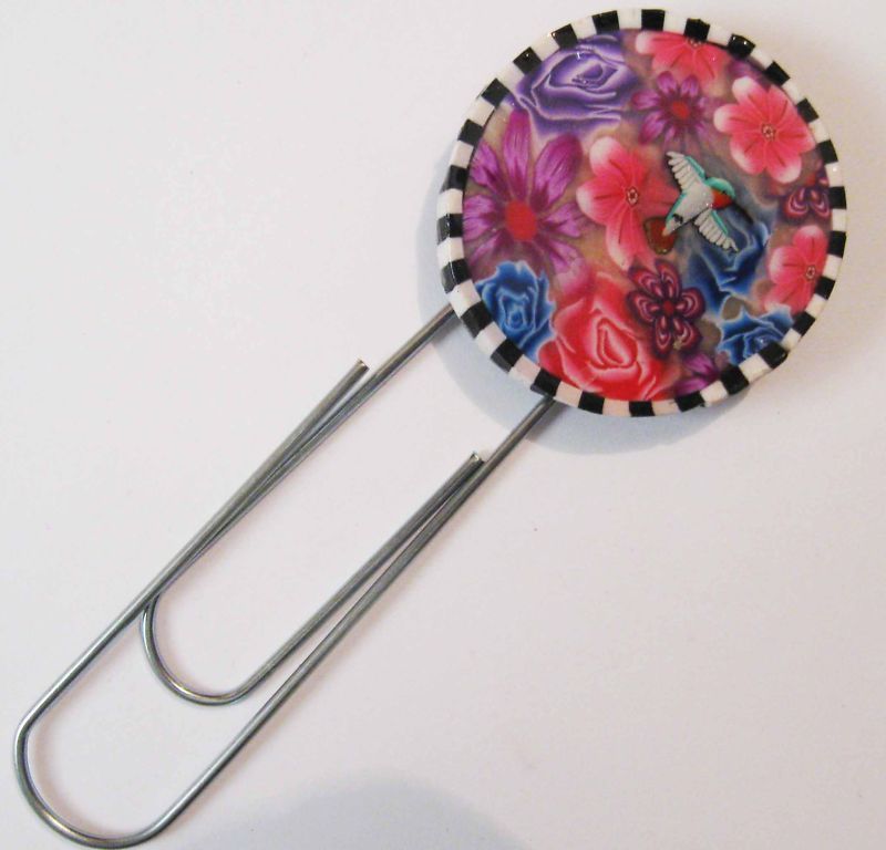 Handmade Polymer clay book bookmark paper clip myfiori  