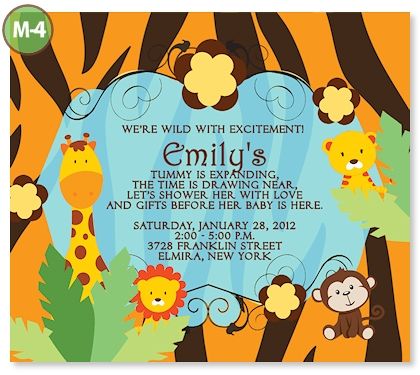   Tiger Giraffe Lion MONKEY Zebra Baby Shower INVITATIONS Unique  