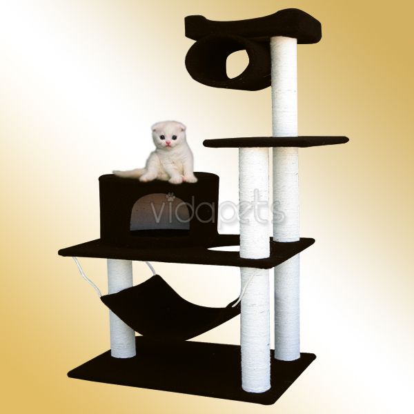 58 Black Cat Tree House Condo Scratcher Furniture  