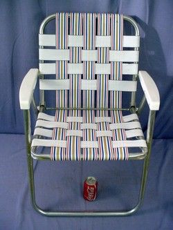   Aluminum Folding Webbed Lawn Chair Deck Camping Beach 3.5 lbs R,W & B