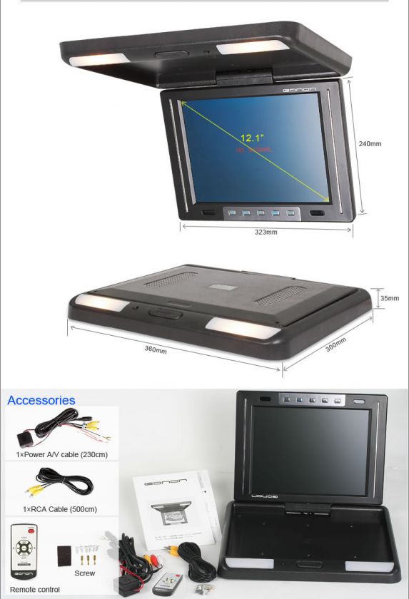   Car 12.1 LCD Roof Mounted Overhead Ceiling Monitor Screen 8d  