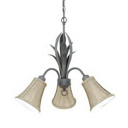 BRONZE Chandelier 3 Light Silk Shades THOMAS Lighting  