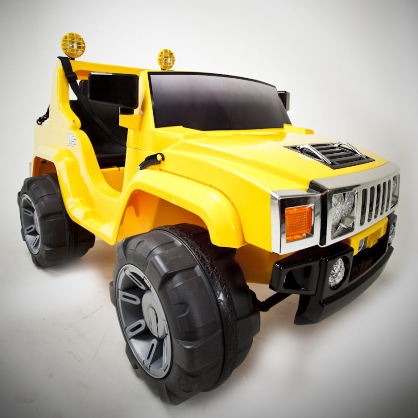 YELLOW 12V BATTERY POWER KIDS RIDE ON HUMMER JEEP W/ BIG WHEELS  