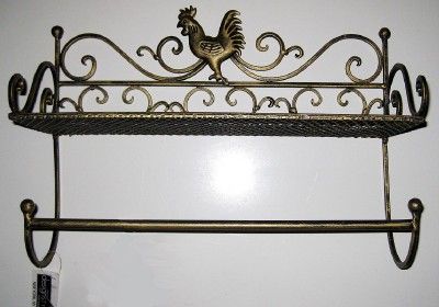 NEW GOLD ROOSTER SHELF Wire Holder Rack Caddy Chicken  