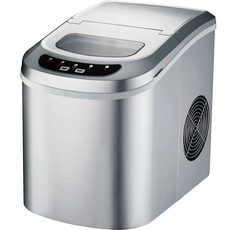 Portable Ice Maker, Compact Cube Machine, Mini Silver Tabletop 