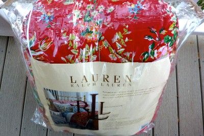   200 RALPH LAUREN BELLE HARBOR RED FLORAL TWIN COMFORTER 100% COTTON