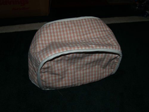 Mauve w/cream color checkered toaster 2 slice cover  