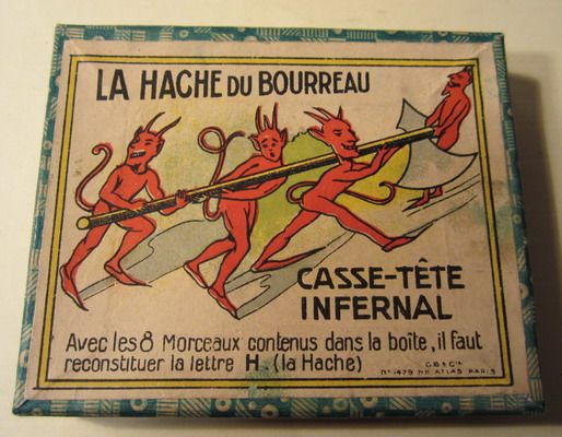 antique dexterity game puzzle with DEVIL  