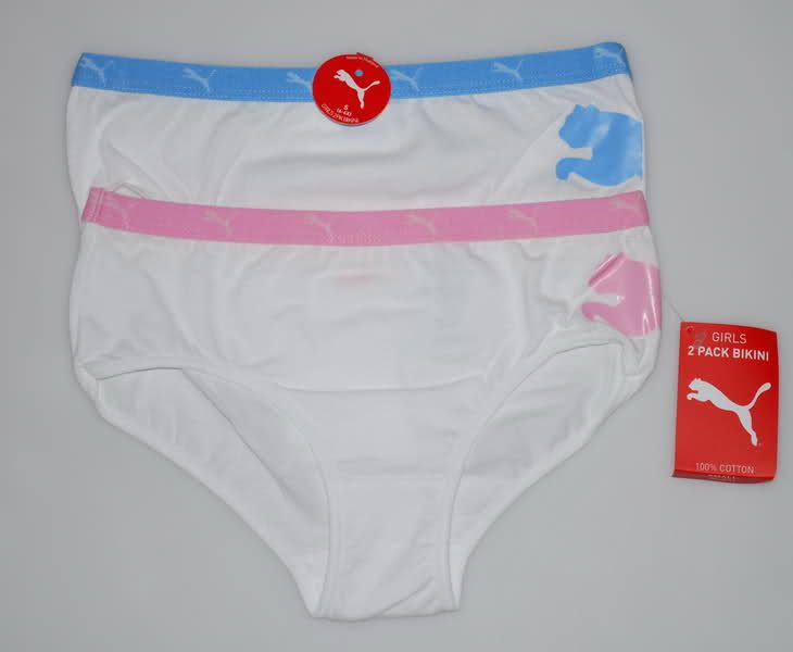 PUMA Girls 2 pk bikini underwear white L (10 12)  