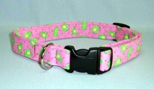 Pink & Frogs Designer Dog Collar Collars  