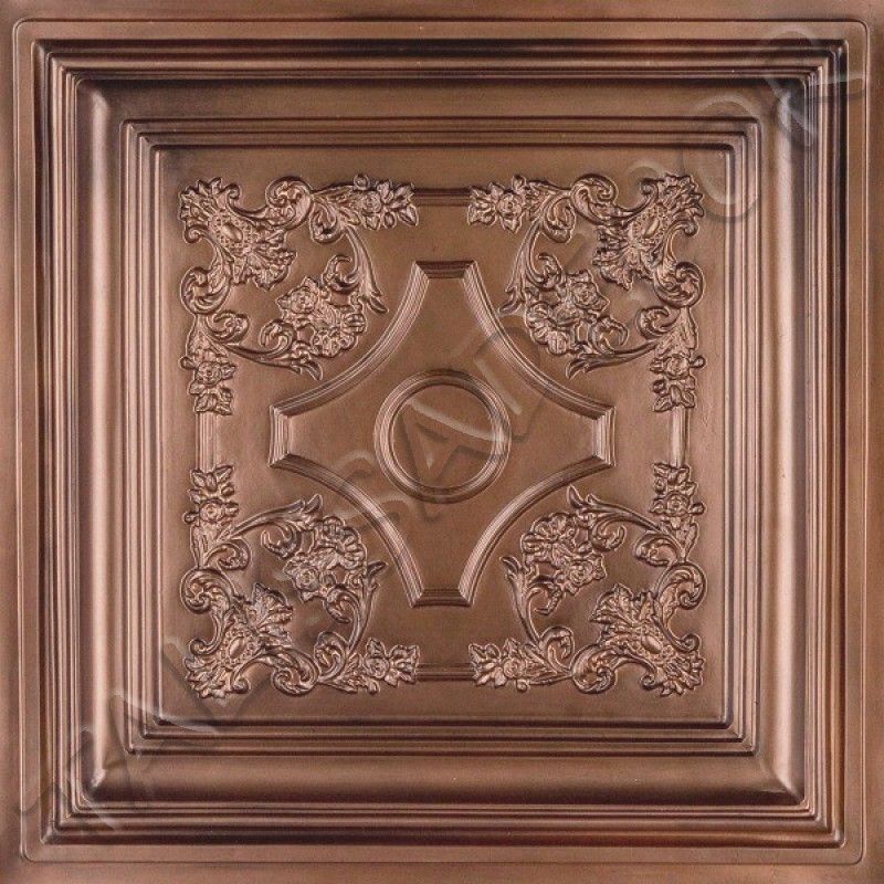 Incredible Faux Tin Drop In ceiling tile TD03 Aged Copper (coffered 